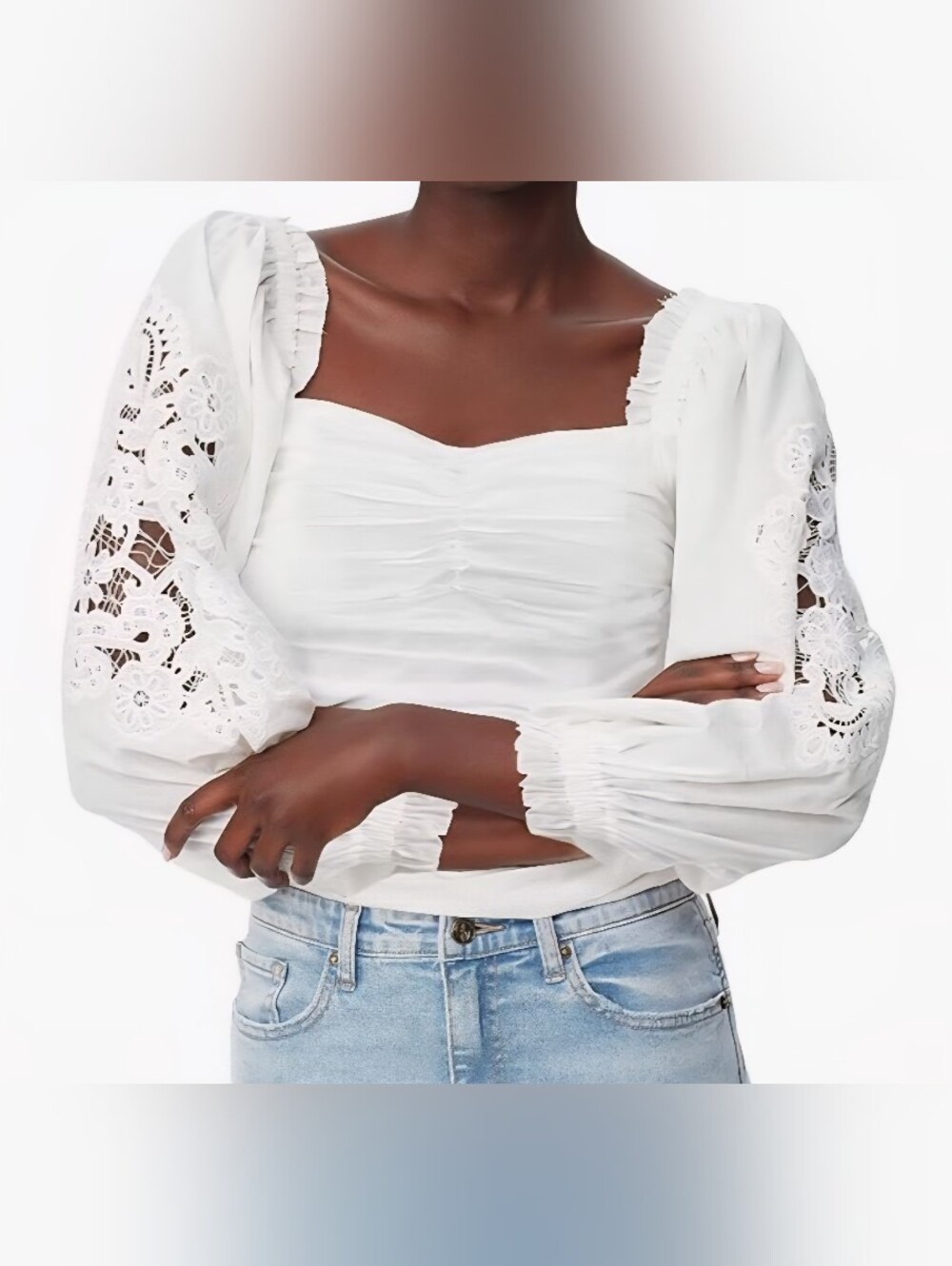Sam Edelman Stevie Laced Long Sleeve Blouse Romantic Elegant Size XL NWT (READ)